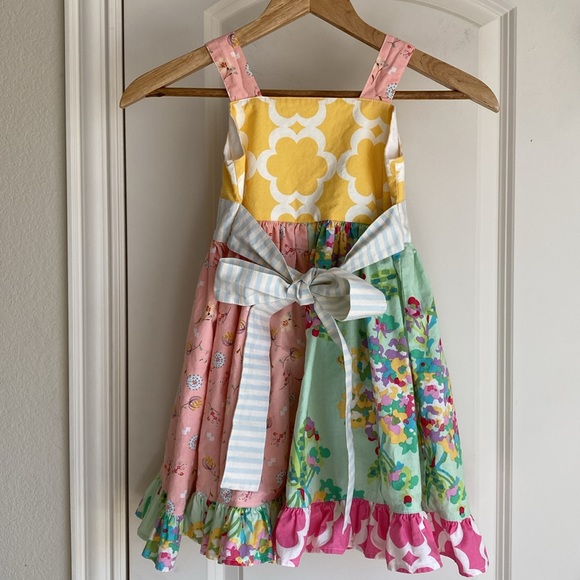 Multi Fabric Sun Dress Girl’s Size 6 - Picture 2 of 9